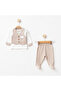 Baby Boy Bear Embroidered Sweatshirt Vest Pants 3-Piece Bottom Top Baby Set 0 Months - 6 Months
