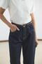 High Waist Straight Leg Jeans Dark Blue - 6
