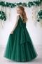 Girl's Emerald Green Tulle Ball Gown/Princess Dress with Pearls on the Waist and Satin Bow(S) - 2
