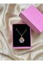 Valentine's Day Gift Box | Purple Embroidered Stone Pearl Detailed Elegant Necklace & Pink Box Women's Day - 4