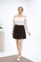 Plus Size Shorts Skirt Brown High Waist Slit Comfortable Cut Stretchy Fabric