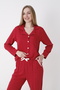 Women's 100% Cotton Fabric Long Sleeve Shirt Collar Pajamas Set 19085 - 7