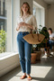 Maris Extra Light Rope Weave Straw Bag with Genuine Leather Detail Women's Hand and Shoulder Bag - 5