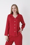 Women's 100% Cotton Fabric Long Sleeve Shirt Collar Pajamas Set 19085