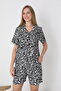 Women's 100% Cotton Short-Sleeve Shorts Pajamas Set 19096 - 7