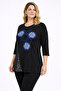 Women's Plus Size Black-Sax, Low Sleeve, Printed, Crew Neck Viscose Blouse 65N39349 - 6