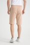 Light Beige Men's Shorts with Print Detail, Casual Use, Adjustable Elastic Waist, Regular Fit - 4