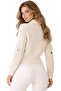 Women’s Knitted Cardigan – Cropped Cable Knit Sweater with Decorative Embellis - 2