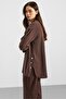 Metal Buttoned Premium Fabric Sweat Pant Set Brown 9405-Tk - 6