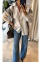 Women's Garnished Stone-Detail Oversized Shirt White Gray - 6