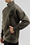Sportswear Men's Sweatshirt with Stand Collar and Half Zipper Khaki - 4