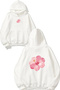 Tulip Bouquet Design Printed Oversize White Hooded Sweatshirt