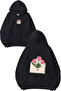 Laleli Letter Design Printed Oversize Black Hooded Sweatshirt