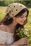 Women's Hand-Knitted Moon Flower Motifed Triangle Design Model Bandana Hair Accessory