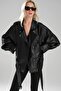 Women's Leather Double-Breasted Waist Belt Detailed Design Coat Jacket - 3