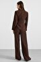 V-Neck Tie-Front Modal Shirt Brown 9407 - 7