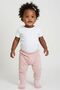 Light Pink Baby Girl 100% Cotton Pants with Self-Sock and Booties - Soft Combed Cotton Baby Bottom Wear - 2