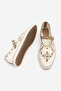 Women's Mary Jane Linen Embroidered Patterned Banded Jute Espadrille Ballerinas Forven Ecru Linen - 8