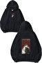 Horse and Ethnic Design Printed Oversize Black Hooded Sweatshirt