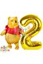 Winnie the Pooh Themed 2 Year Old Gold Foil Number Balloon Set