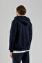 Sportswear Men's Hooded Zippered Sweatshirt Navy Blue - 3