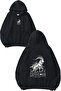 Mountain Goat Design Printed Oversize Black Hooded Sweatshirt