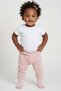 Light Pink Baby Girl 100% Cotton Pants with Self-Sock and Booties - Soft Combed Cotton Baby Bottom Wear