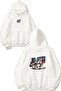 Kick Boxing Design Printed Oversize White Hooded Sweatshirt