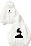Hugging Man Design Printed Oversize White Hooded Sweatshirt