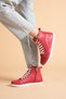 Women's Genuine Leather Daily Zippered Sports Boots - Red - 2
