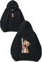 Sweet Dog Design Printed Oversized Black Hooded Sweatshirt