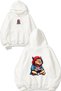 Player Capybara Design Printed Oversize White Hooded Sweatshirt