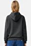 Relaxed Fit Hooded Organic Cotton Polyester Women's Sweatshirt Black - 3