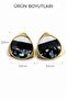 Luxury Women's Steel Noir Earrings - Yellow Triangle Geometric Stud Model - 5