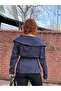 Premium Trend Design Denim Belted Madonna Collar Shirt Kedy - 5