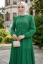 Gathered Buttoned Lace-Up Ayrobin Dress Green Hm268811 - 2