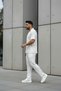 Unisex Trendy Crinkle Fabric Summer Lycra Short Sleeve Shirt and Sweatpants Set - 2
