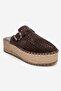 Louis Brown Suede Genuine Leather Closed Toe Straw Wedge Sole Slippers - 3