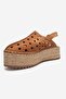 FRAGA Tan Suede Genuine Leather Women's Straw Wedge Sandals - 4