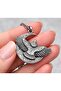 Gothic Style Power Symbol Stainless Steel Crescent Moon Men's Necklace with Eagle Figure - 2