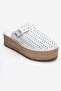 Louis White Skin Genuine Leather Closed Toe Straw Wedge Sole Slippers - 3