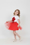 Girls' Red Daisy T-Shirt Red Waist Sequin Skirt Set April 23 Show Outfits - 2