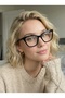 Hedin Black Cat Eye Cornered Slanted Popular Pinterest Model Blue Light Protection Glasses