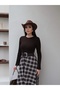 Knitwear Top Belted Plaid Dress - 2