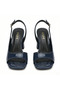 Doria Flat-Toe Heeled Sandals - Dark Blue Patent Leather - 2