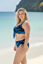 Women's Black Blue Stone Embroidered Plus Size Bikini Set Hzl25S-Lc3337 - 3