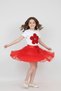 Girl's Red Daisy T-Shirt Red Waist Satin Ruffle Skirt Set April 23 Show Outfit - 2