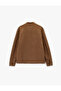 Long Sleeve Stand Collar Pocket Zipper Slim Fit Brown Faux Suede Bomber Jacket - 4