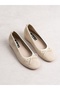 Ferro Cream Bowknot Hidden Heeled Women's Ballerinas - 3