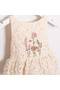 Flower Embroidered Lace Fabric Girls' Dress with Bag - 3